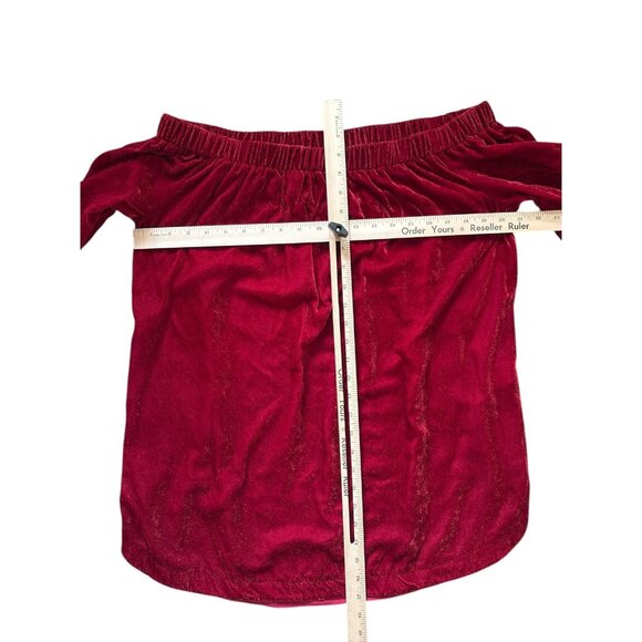Gibson Latimer Shirt Womens Medium Red Velvet Off Shoulder Bell Sleeve Blouse - Picture 9 of 9